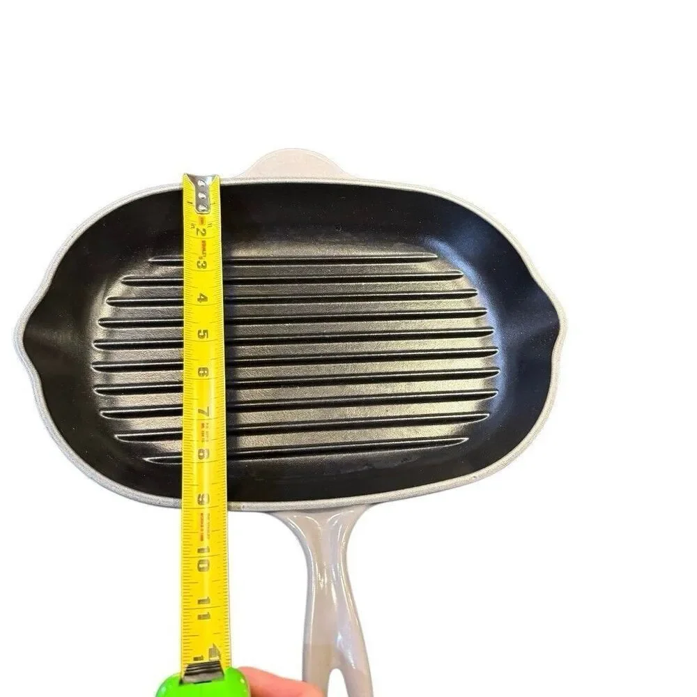 Le Creuset #32 Gray Cast Iron Enamel Grill Skillet Oval Pan Griddle